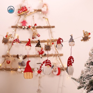 HOT| 3 piezas de madera Santa Gnome alce árbol de navidad DIY foto tarjeta Clip decoración de fiesta de navidad