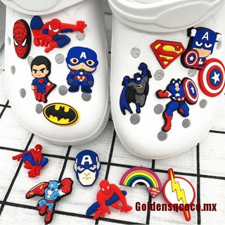 [Goldensqcoco]10Pcs Spiderman Crocs DIY dibujos animados zapatos Charm para Crocs zapatillas de estilo aleatorio