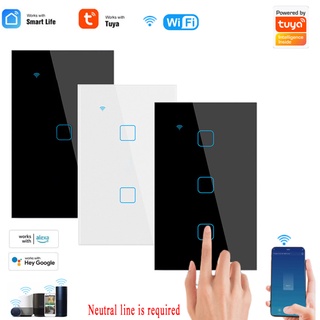 1/2/3/4 gang TUYA WiFi Smart Touch Switch 100-240V Home Wall Button Para Alexa Y Google Assistant US Standard CHO