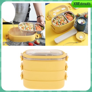 [XMEDMUTB] Japanese Style Bento Box Outdoor Stainless Steel Thermal Lunch Box for Kids Adults Divided Compartment Metal Storage
