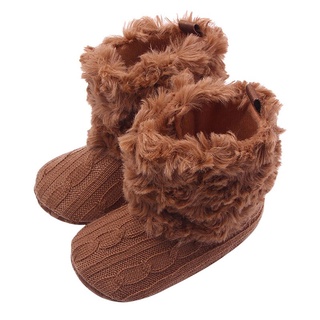 Newborn Infant Baby Girls Snow Boots Winter Warm Baby Shoes Solid Button Plush Ankle Boots