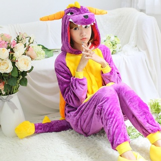 Adultos invierno Kigurumi franela púrpura dinosaurio Onesies unicornio pijama