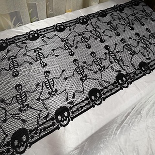 Divertido mantel servilletas de mesa Floral cráneo TV negro encaje cubierta vestido de mesa L7 (1)