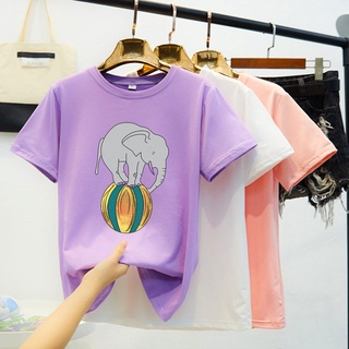 las mujeres de verano elefante impreso t-shirt de manga corta femenina camisetas casual tops camiseta de las mujeres ropa