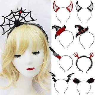diadema de halloween para las mujeres retro gótico bruja sombrero de murciélago orejas rojas negro cuernos horror diadema fiesta accesorios disfraz