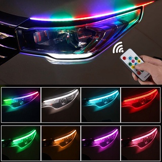 2 piezas Universal Flexible RGB luz diurna DRL multicolor LED tira de luces de señal de giro para faros delanteros de motocicleta