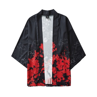 [Lansman] verano japonés de cinco puntos mangas Kimono hombre y mujer capa Jacke Top blusa