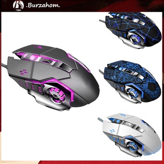Bur_Q5 Mouse Óptico Usb Led con cable Abs luces Coloridas efectos de juegos mecánicos Para Pc/Laptop Gamer