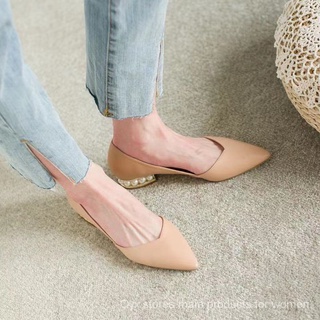 Mujer punta dedo del pie zapatos planos de tacón bajo zapatos de trabajo señora de corte bajo zapatos de las mujeres -estilo Ping zapatos de mujer