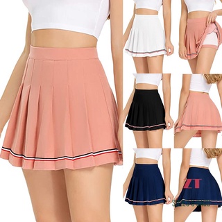 Womens Mini Pleated Skirt High Waisted Skater Tennis Skirts Skort with Shorts School Girl Uniform