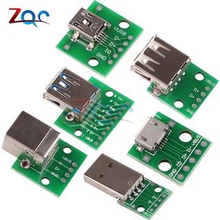 10pcs Micro USB/Mini A/B/2.0/3.0 Macho/Hembra Conector Interfaz 2.54 Mm DIP PCB Convertidor Adaptador De Tablero De Ruptura (1)