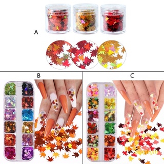 ZJJ Epoxy Resin Maple Glitter Fall Leaf Holographic Autumn Nail Art Chunky Glitter Leaves Resin Fillings Sequins Art Crafts