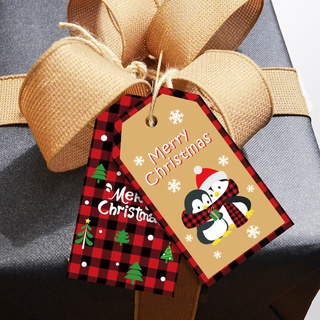100 piezas Retro navidad muñeco de nieve alce etiqueta decoración DIY fiesta mensaje tarjeta colgar etiqueta con cuerda de cáñamo (5)