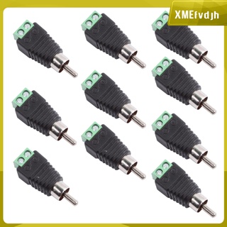 [XMEFVDJH] 10 x Speaker Wire Cable to Audio Male RCA Connector Adapter Plug .