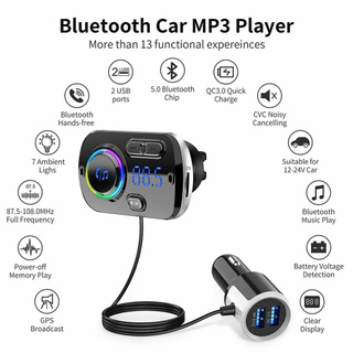 [Palarna] Bluetooth 5.0 USB cargador de coche transmisor FM manos libres Kit de coche receptor de música