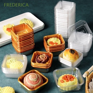 FREDERICA 100Pcs Mooncake Tray Cupcake Mousse Container Packaging Box Disposable Cookies Individual Plastic Pie Cake Holder/Multicolor