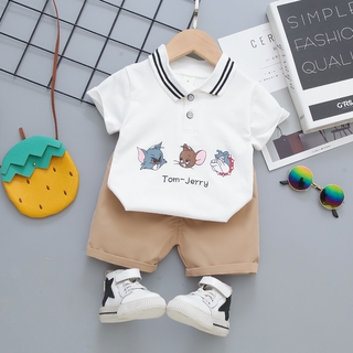 Nuevo Verano Bebé Niño Niñas Ropa Niños Algodón Impreso Camisetas De Mezclilla Pantalones Vaqueros 2Pcs/sets Chándales (1)