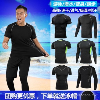 Swimsuit Suit Men's Swimming Five-Point Swimming Trunks Hot Spring Split Sun Protection Long-Sleeved Shirt Quick-Drying Stretch Swimsuit Outfithaibiaodede.mx