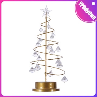 árbol de navidad lámpara en forma de espiral funciona con pilas de cristal de metal led luces de noche para boda mesa superior niños