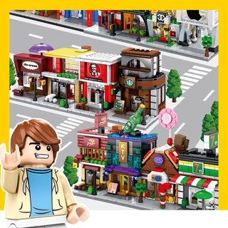 Bloques de construcción lego Mini Street View modelo 3D bloques de construcción juguetes educativos para niños
