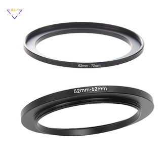 2 piezas negro de piezas de cámara filtro de lente step up anillo adaptador para cámara, 62 mm-72 mm y 52 mm-62 mm