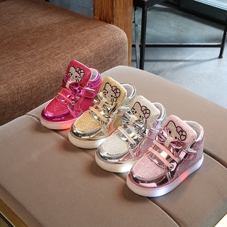 Zapatos De Niña Para Niños Luces Intermitentes Hello Kitty Corp Suave LED Zapatillas De Deporte LOK