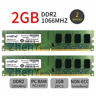 Memoria RAM de 4gb/2x/2GB/DDR2/PC2-8500U/1066MHz/V DIMM para ordenador de actualización Crucial AD22