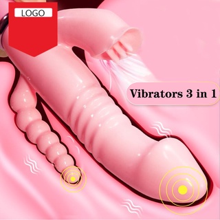 Vibradores sexuales 3 en 1 Para mujer Modo 12 Vibrando Anal lengua de lectura Clitoris Estimulador G punto masajeador Erótico juguetes sexuales Para mujeres