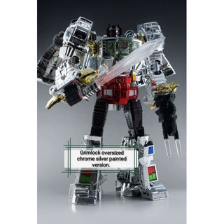 Transformers Transformadores-OEM-MP08 Grimlock (Sobredimensionado) (Versión De Plata Cromada) (30 Cm De Altura)