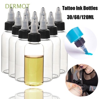 dermot botellas de tinta de tatuaje transparentes vacías botellas recargables pigmento contenedor con tapa giratoria plástico exprimible herramientas de maquillaje botellas gotero