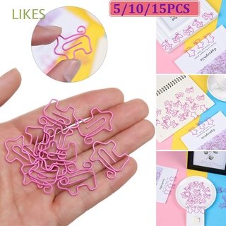 LIKES 5/10/15pcs dibujos animados rosa cerdo forma de bricolaje libro marca marca marcador escuela papelería regalo oficina suministros lindo sellado abrazadera de papel Metal Clip