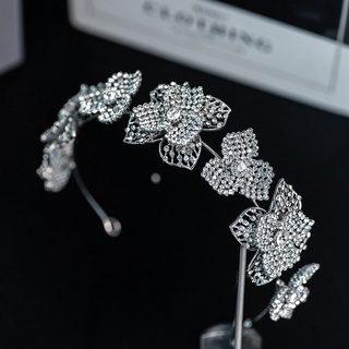 Corona De novia con incrustaciones De diamantes De imitación con forma De Flor/accesorios De lujo retro Para boda/cumpleaños