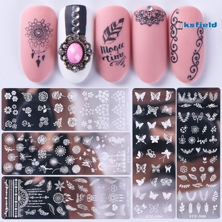 virginia Manicure Transfer Template Flower Butterfly Nail Image Stamping Stencil Plate