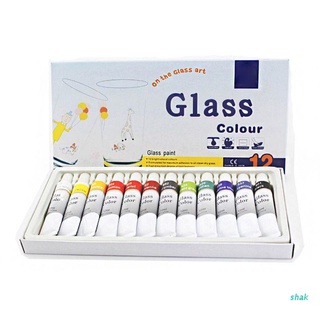 shak 12ml 12 colores pintura de vidrio acrílico pintado a mano pigmentos tubos de dibujo conjunto artista suministros de arte para principiantes