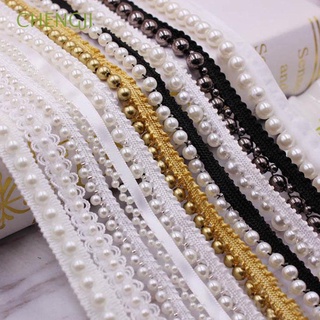 chengji hecho a mano encaje recorte vintage accesorios de costura cinta cuello tela artesanía tocado de novia apliques perlas materiales de ropa