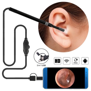 3 en 1 USB limpieza de oídos endoscopio HD Visual oreja cuchara Earpick con Mini cámara 5.5 mm 6 luz ajustable endoscopio para sistema Android