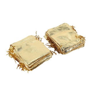 100 piezas de papel de oro de Organza bolsa de caramelo bolsas de navidad decoración de boda fiesta Favor bolsa de embalaje bolsas de cordón bolsa 9x12Cm (2)
