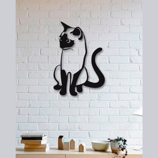 gato madera minimalista 50cm adorno pared negro regalo boda gatito color negro decoración sala (1)