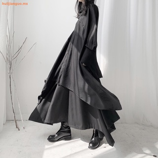 mujer s traje primavera y otoño 2021 nueva versión coreana de la oscuridad negro viento nicho asimétrico suelto camisa falda de dos piezas traje