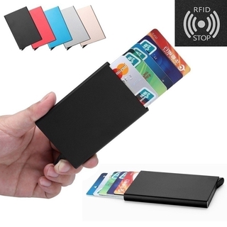 rfid bloqueo para hombre tarjeta de crédito automática conjuntos de tarjetas de negocios de aluminio cartera conjuntos de tarjetas