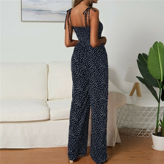 LINDA Bandage Playsuit Casual Romper Jumpsuit Strappy Holiday Wide Leg Sleeveless Ladies Polka Dot Beach Pants/Multicolor (4)