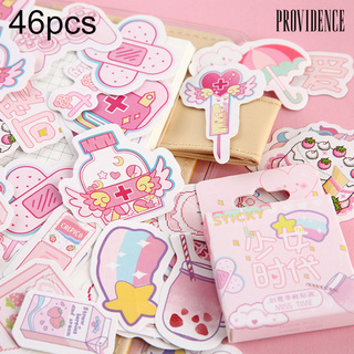<wall pegatina>46pcs rosa de dibujos animados de fresa pastel pegatina para niña diy álbum de recortes decoración
