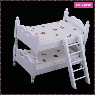 [listo stock] 1:12 escala casa de muñecas dormitorio juego: litera de madera para niños cama, casa de muñecas muebles de habitación infantil