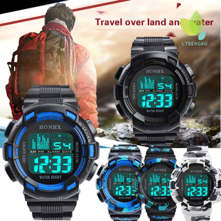 <reloj para hombre> reloj eléctrico multifuncional camuflaje led pantalla de fecha digital deportivo reloj de pulsera
