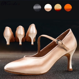 Women's elegant ballroom party modern latin dance shoes satin ball social waltz tango dancing high heels