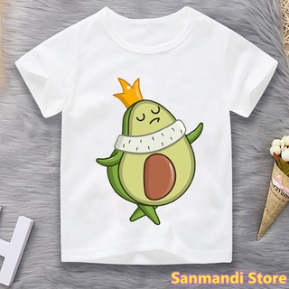 Kawaii Aguacate Gato Impresión Gráfica Camiseta Niñas/Niños Divertido Ropa De Los Verano Lindo Harajuku Camisa (2)