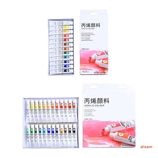 dream 12/24 colores profesionales pinturas acrílicas cepillo 12ml tubos artista dibujo pintura pigmento pintado a mano pintura de pared diy