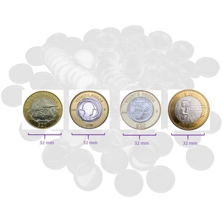 100 Cápsulas Para Moneda De 20 Pesos 32 Mm Marca Genérica (1)