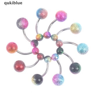 Qukiblue 10pcs Colorful Acrylic Sexy Ball Navel Piercings Belly Button Rings Body Jewelry MX