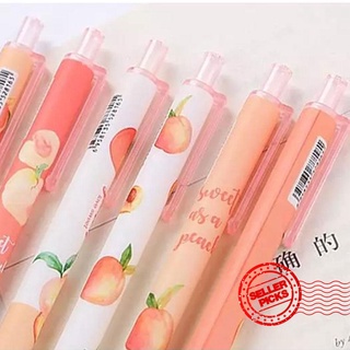 【Ready Stock】 Cute Peach Gel Pen Student Press 0.5mm Office School For Girl Pen Stationery S5C5